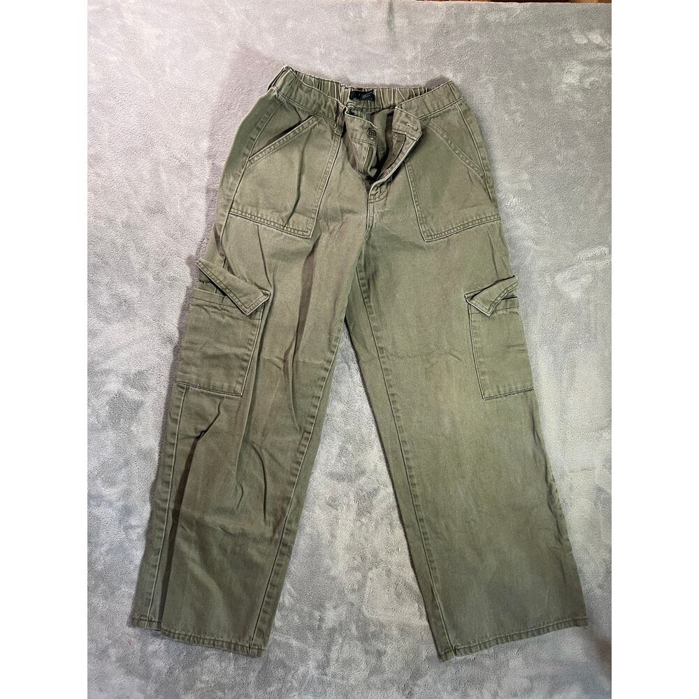 Forever 21 olive green cargo jogger pants flexible high-rise waistband womens M - Picture 2 of 9